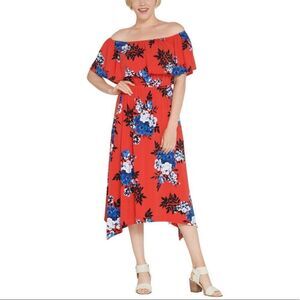 Du Jour Off the Shoulder Floral Printed Knit Dress